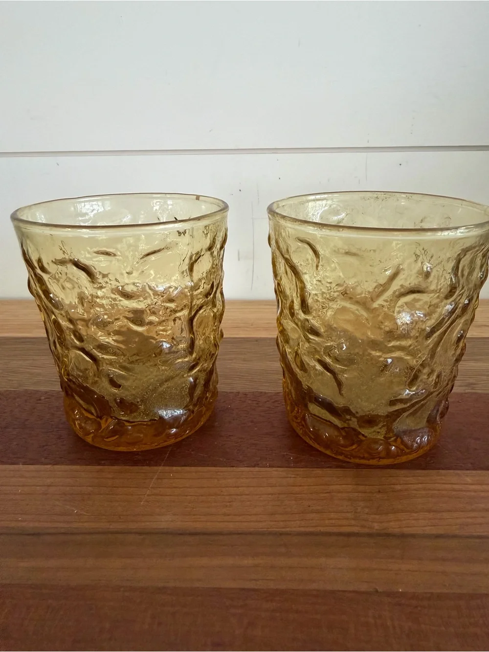 Vintage Anchor Hocking Lido Milano Juice Glasses 2 Amber Marigold